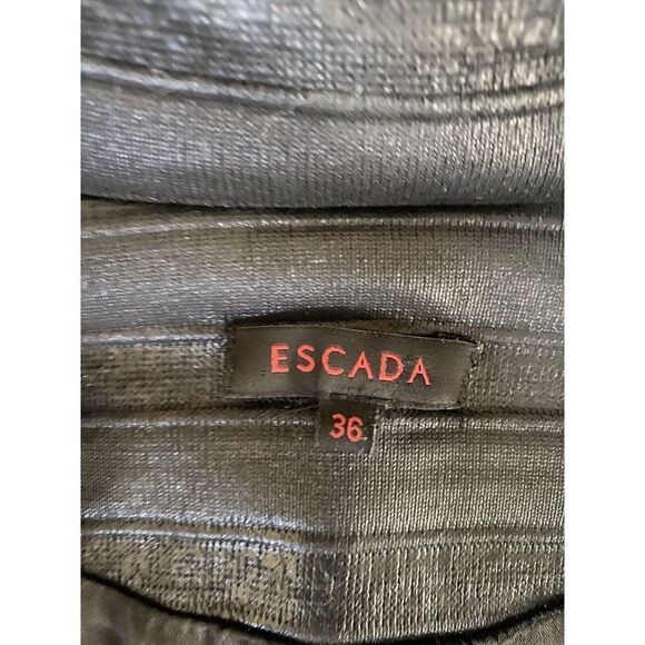 ESCADA Black Coat Size 6, Coated Wool Shiny Trumpet Sleeve Fall Winter Jacket 36 - Picture 2 of 12